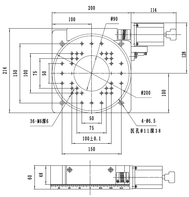 Electric Rotating Platform, Motorized Rotation Stage, lab Rotation Stage PX110-200