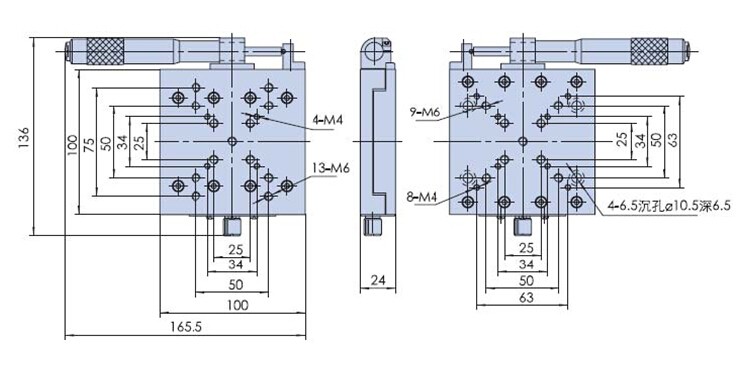 X Axis Manual Linear Stage, Manual Displacement Station, Manual Platform, Optical Sliding Table PT110-50-100CH