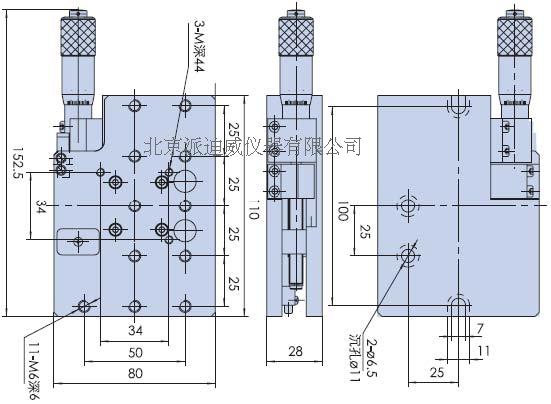 X Axis Manual Linear Stage, Manual Displacement Station, Manual Platform PT160-25H