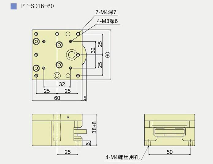 Precise Manual Lift, Z-axis Manual Lab Jack, PT-SD16-60