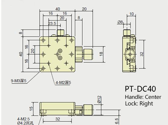 X Axis Manual Linear Stage, Manual Displacement Station PT-DC25/40/60