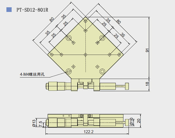 R Axis Manual Rotation Stage PT-SD12-601R/801R