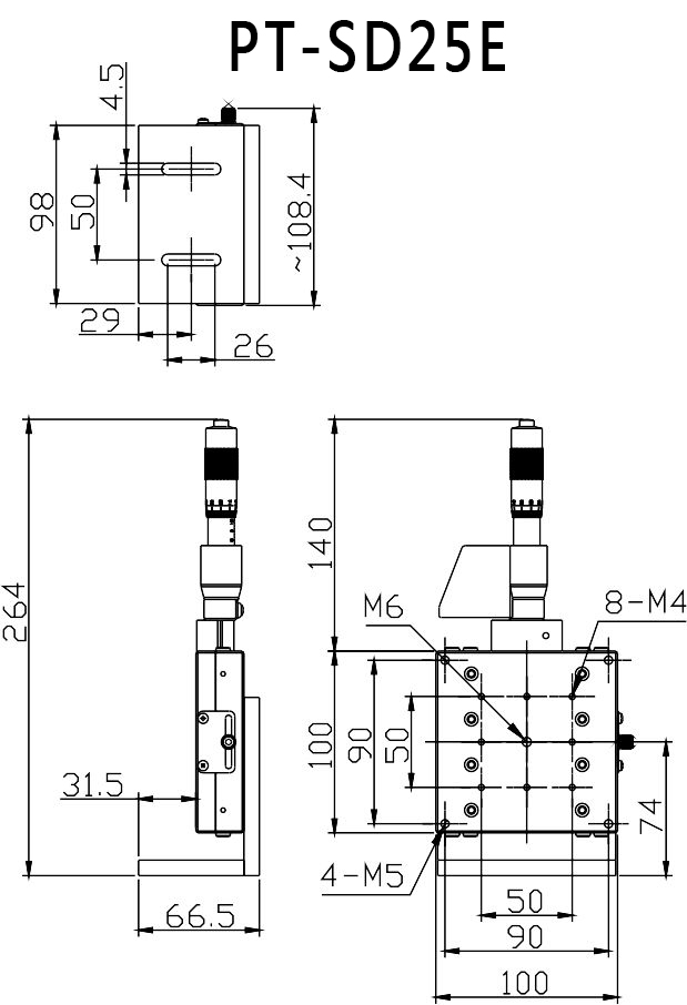 PT-SD25W Manual translation table z-axis lifting table digital display adjustment lifting table