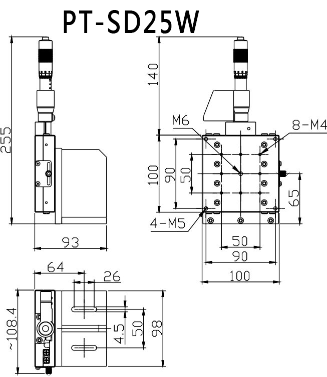 PT-SD25W Manual translation table z-axis lifting table digital display adjustment lifting table