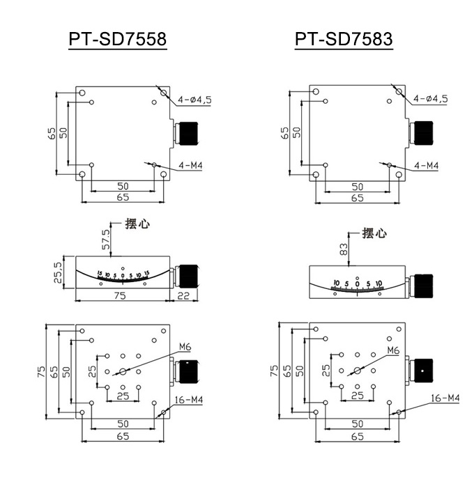 PT-SD4027Manual Angle Table Manual Displacement Plartform