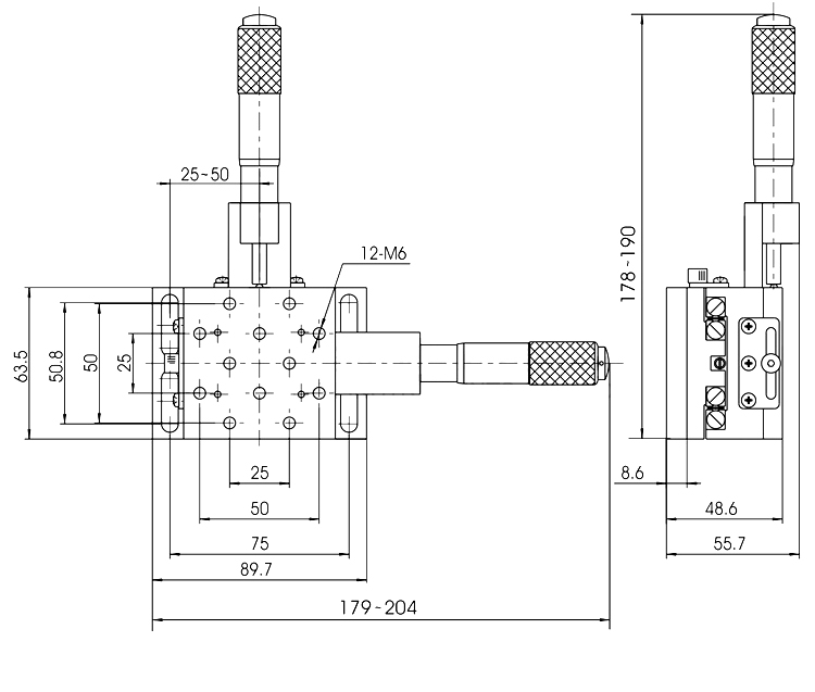 Two axis precision manual translation table XY displacement table