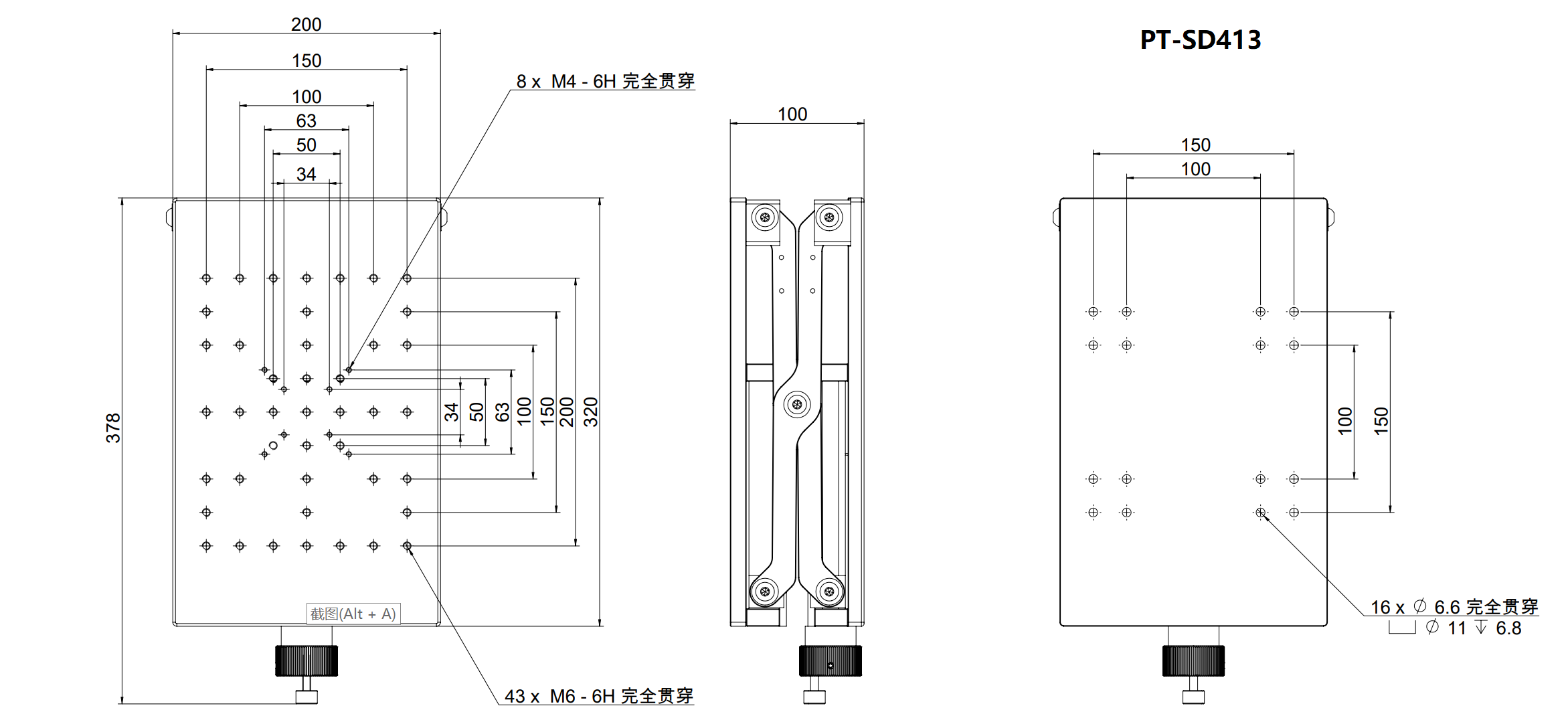 PT-SD413 precision manual lifting table, manual lifting table, manual displacement table, lifting slide table