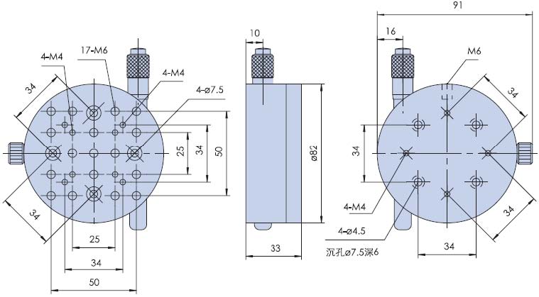 Three Dimensional Manual Combination Stage Precision XZθ Multidimensional Translation Lifting Rotary Stage