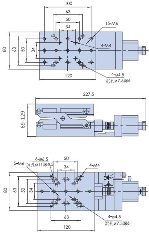 Motorized Three Dimensional Combined Stage XY Axis Translation And Z Axis Lifting