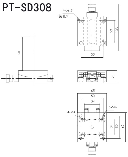 Six Dimensional Manual Combination Stage Linear Lifting Rotation Goniometer SDZ-603M