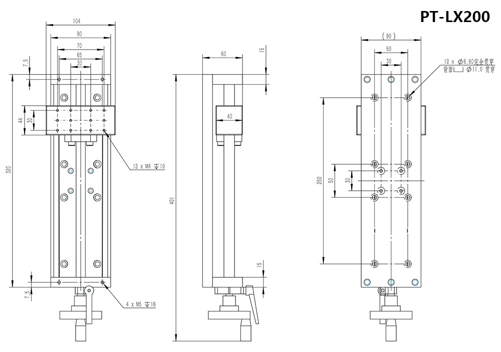 PT-LX100 Manual Linear Stage, Ball Screw Slide Table, Manual Platform,Translation Station,Optical Sliding Table