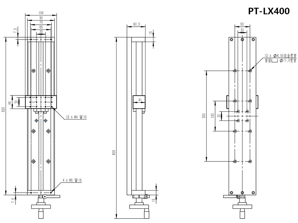 PT-LX100 Manual Linear Stage, Ball Screw Slide Table, Manual Platform,Translation Station,Optical Sliding Table