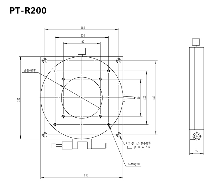 360 ° Fine Adjustment Hollow Manual Rotation Stage R-Axis Displacement Platform