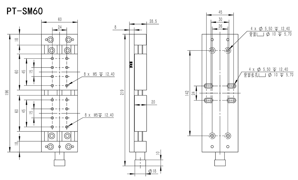 PDV PT-SM Linear Guide Manual Translating Platform Displacement Platform Aluminum Alloy Platform X-axis