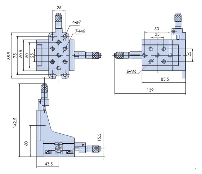 XYZ Integrating Crossed Roller Bearing Linear Stage PT-XZ13