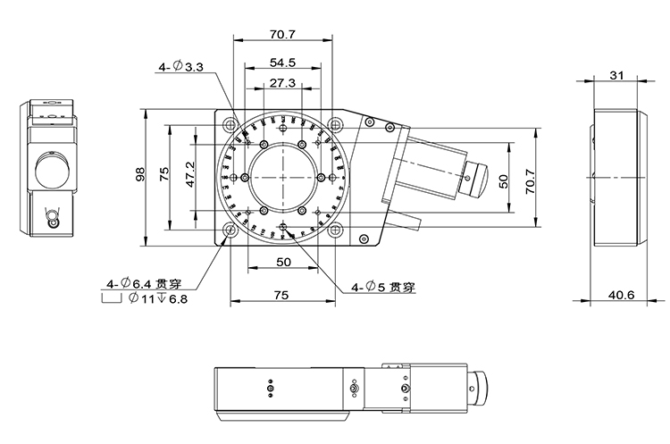 High Precision Motorized Rotary Stage 360 ° Hollow Rotary Displacement Platform