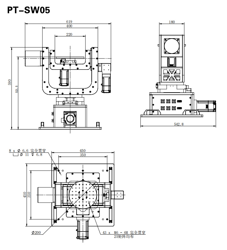 High Precision Motorized Three-Dimensional Rotary Stage