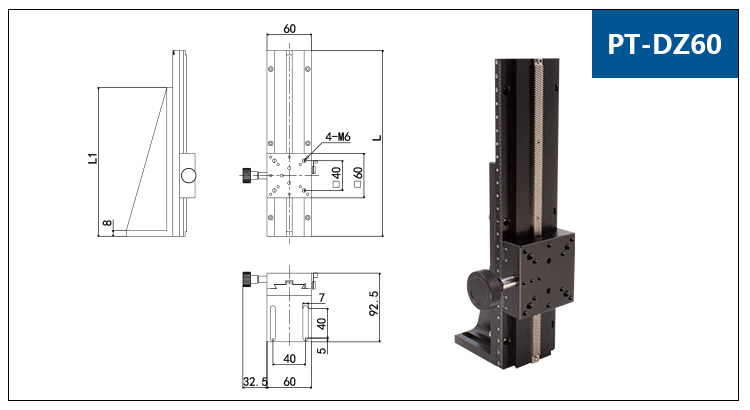 Long travel fine adjustment Dovetail chute manual linear stage