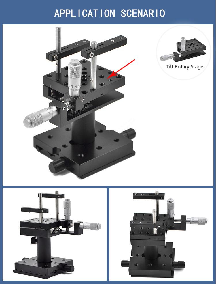 Manual Two Axis Tilt Rotary Stage XY Axis Pitch Deflection Platform