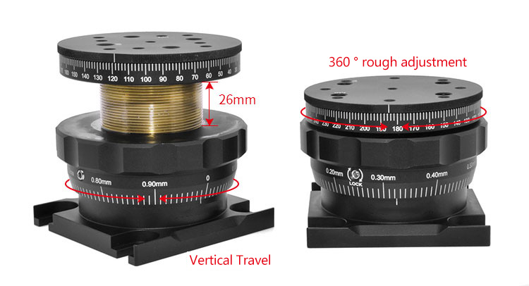 360° Rotation Manual Lab Jack Z-Axis Height Adjustment Platform PT-SD208