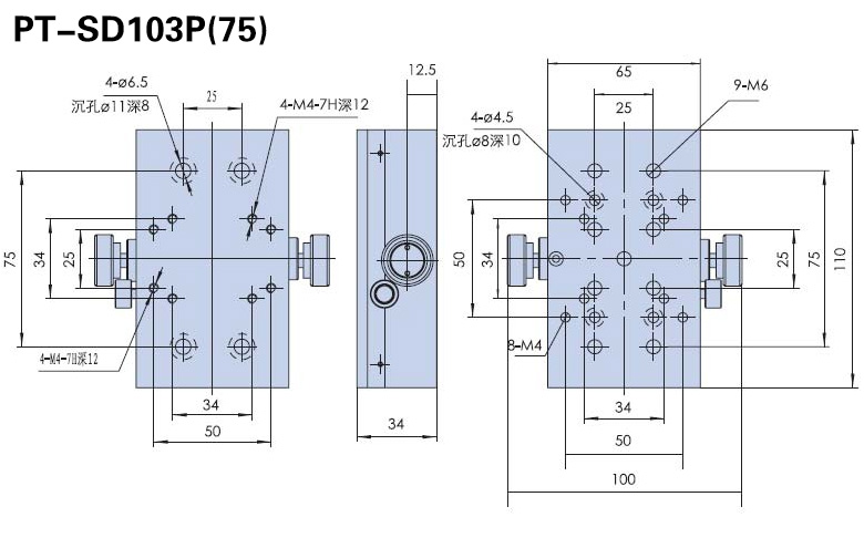 X Axis Manual Linear Stage, Manual Displacement Station PT-SD103P