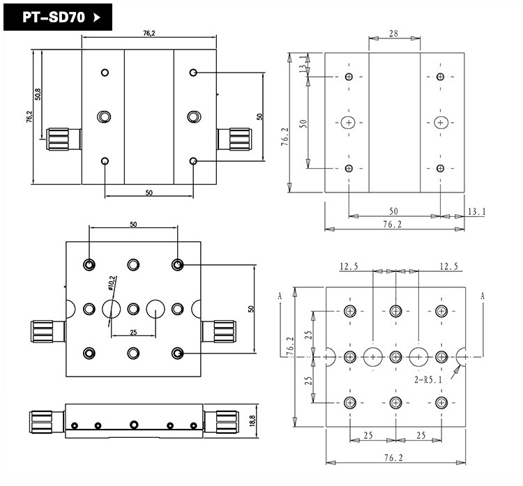 X-Axis Screw Drive Manual Linear Stage PT-SD70