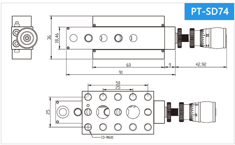 High Precision Single Axis Manual Linear Stage PT-SD73/SD74