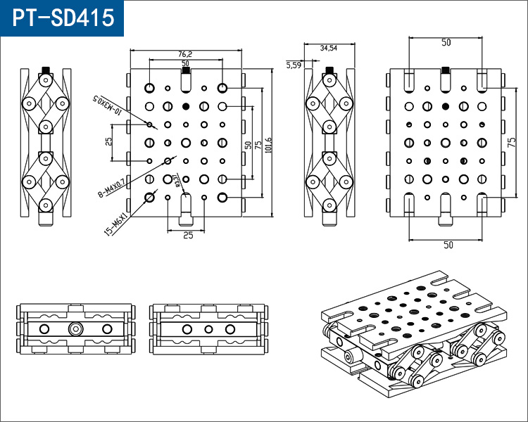 Z-Axis Scissor Type Manual Lab Jack With Handwheel PT-SD415