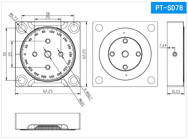 R-Axis Manual Fine Adjustment Rotation Stage PT-SD78