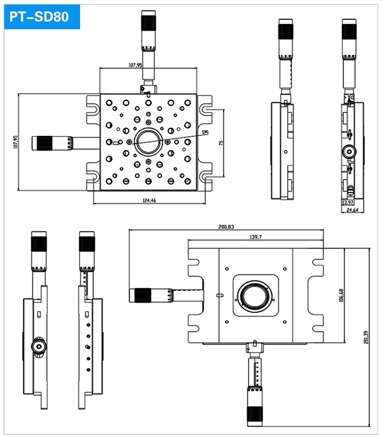 Manual Fine Adjustment Dual Axis Linear Moving Stage PT-SD79/80