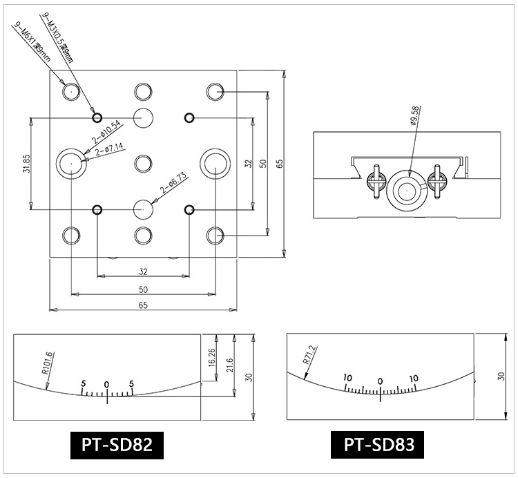 Vernier Microhead Driven Manual Tilt Goniometer Stage PT-SD82