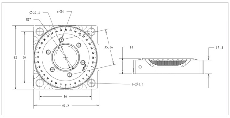 Manual Rotate Lens Mount 360 Degree Indexing Stage PT-SD92