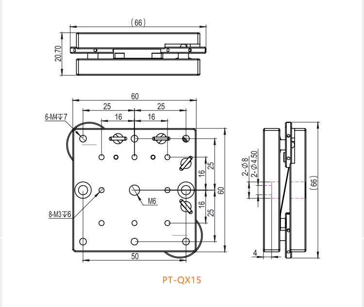 Manual Two-Axis Tilt Stage High Strength Aluminum Alloy Fine Tuning Sliding Platform PT-QX13