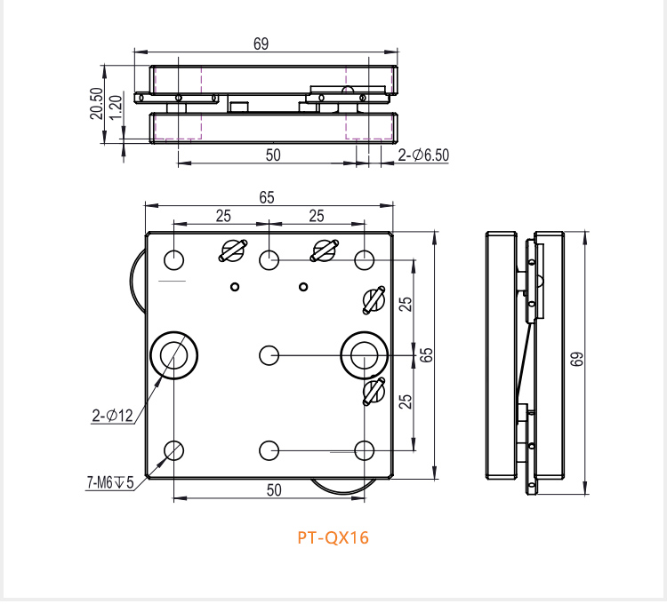 Manual Two-Axis Tilt Stage High Strength Aluminum Alloy Fine Tuning Sliding Platform PT-QX13