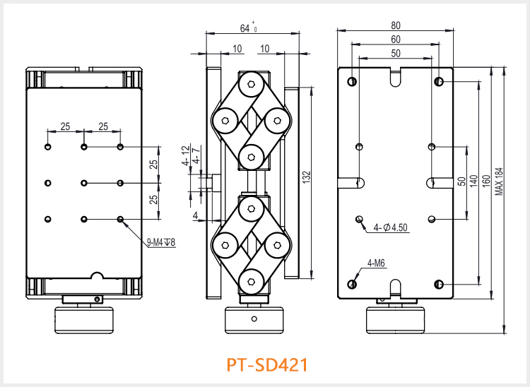 Precision Manual Lab Jack Screw Driven Lifting Slide Stage PT-SD421