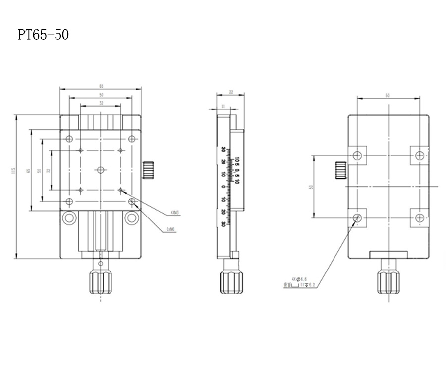 PT65series dovetail groove direct drive manual translation table, one-dimensional manual fine-tuning sliding table, large stroke precision displacement table