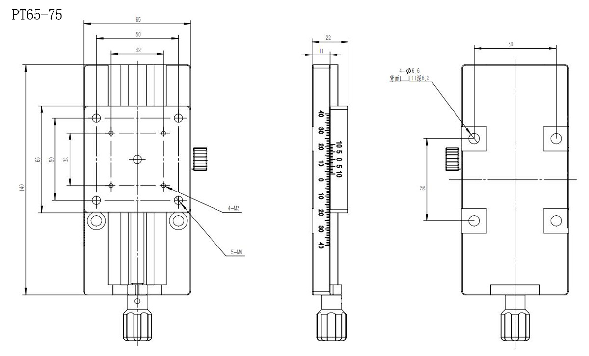 PT65series dovetail groove direct drive manual translation table, one-dimensional manual fine-tuning sliding table, large stroke precision displacement table