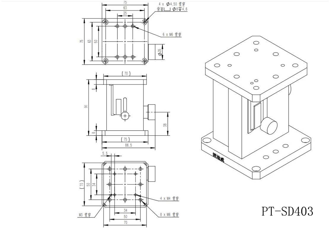 Precise Manual Lift, Z-axis Manual Lab Jack, Elevator, PT-SD403