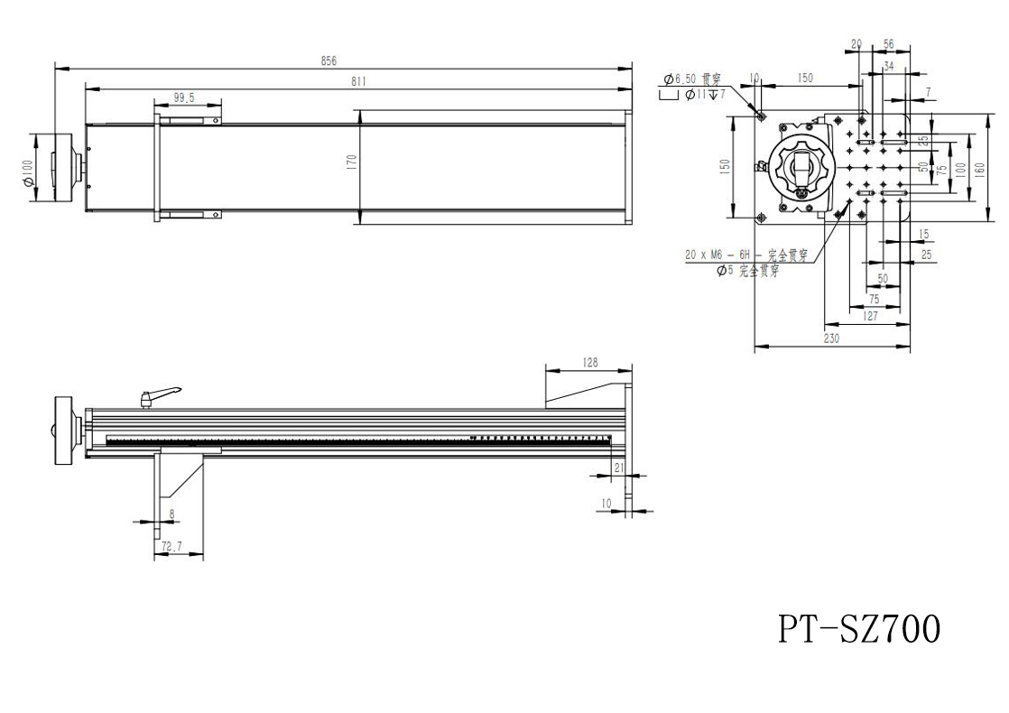 Z-axis Manual Lift Displacement Stage T-shaped Screw Rod Moving Table PT-SZ160