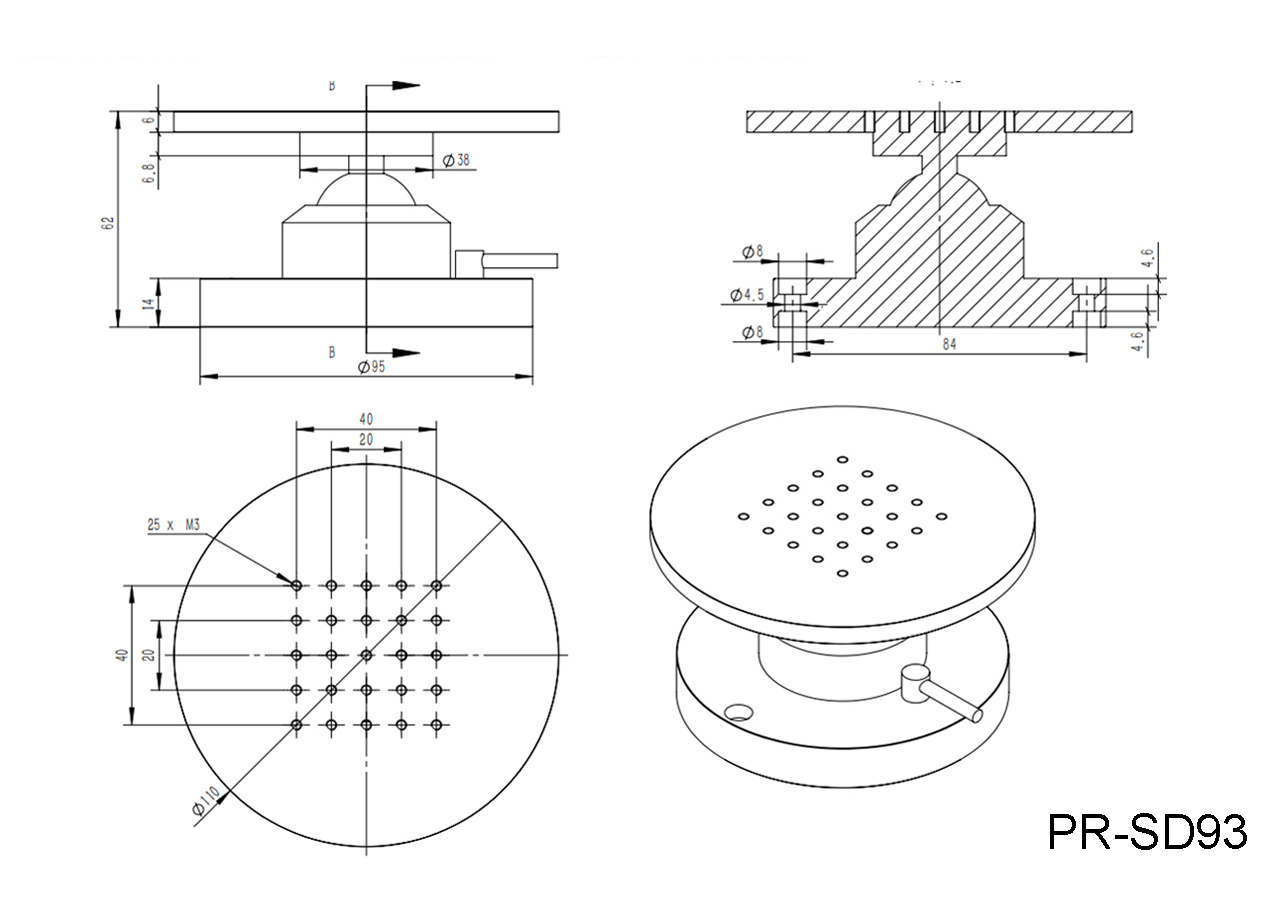 Manual Tilt Stage Universal Loading Platform Rotates At AnyAngle PR-SD93