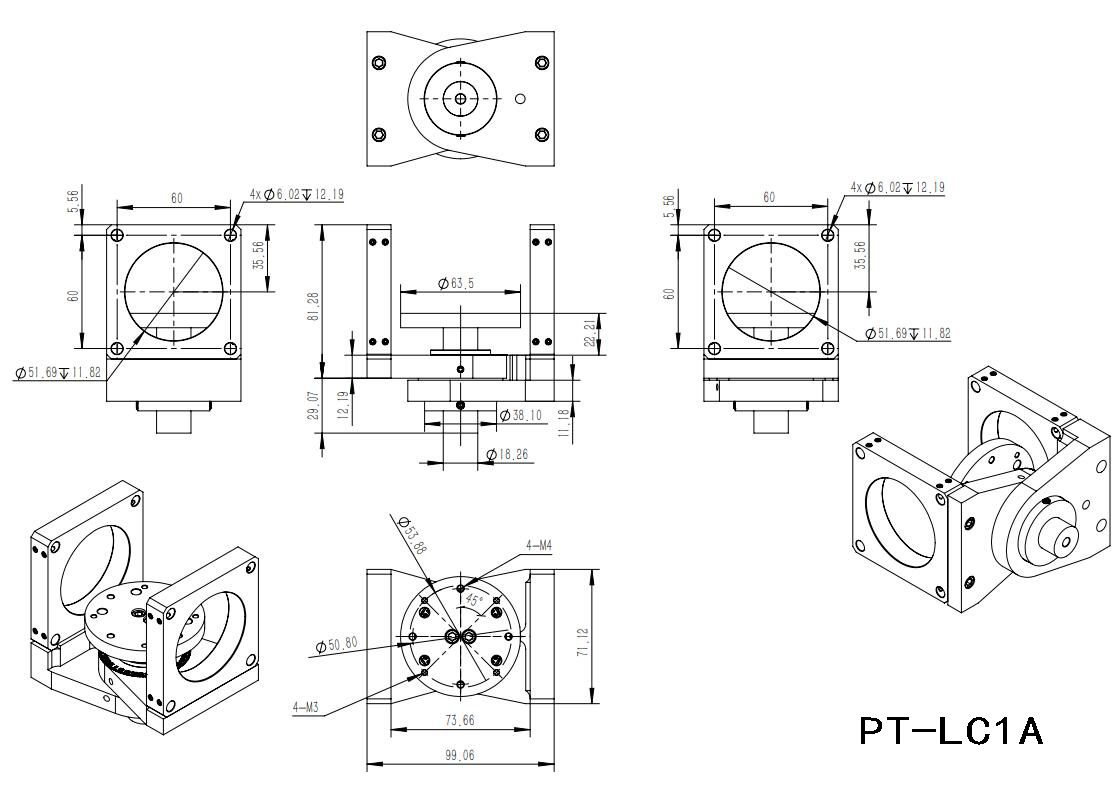 PT-LC1A rotary displacement table can be used in 60 mm cage system.
