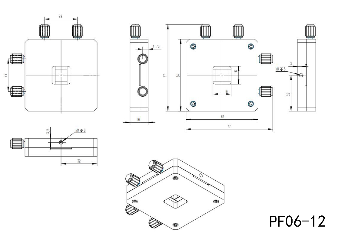 Adjustable square diaphragm/slit PF06-12