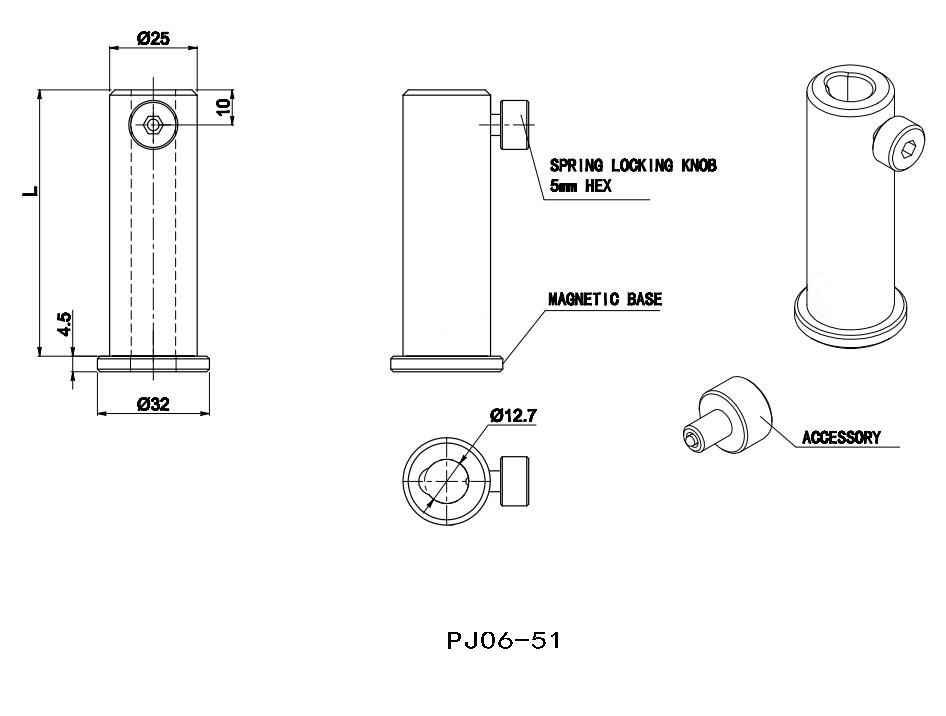 Base type adjustable support PJ06-25