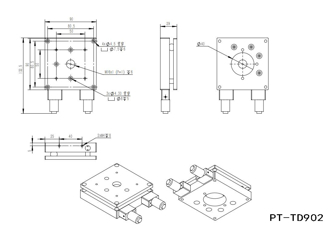 Manual Angle Tilting Table Bilateral Adjustment Tilting Table PT-TD602/302/902