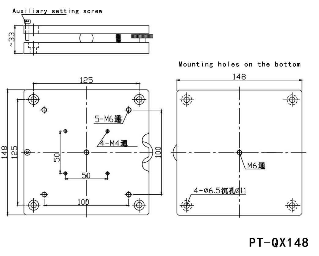 QX148 Manual tilt table Angle adjustment table ±3° Table size 148×148