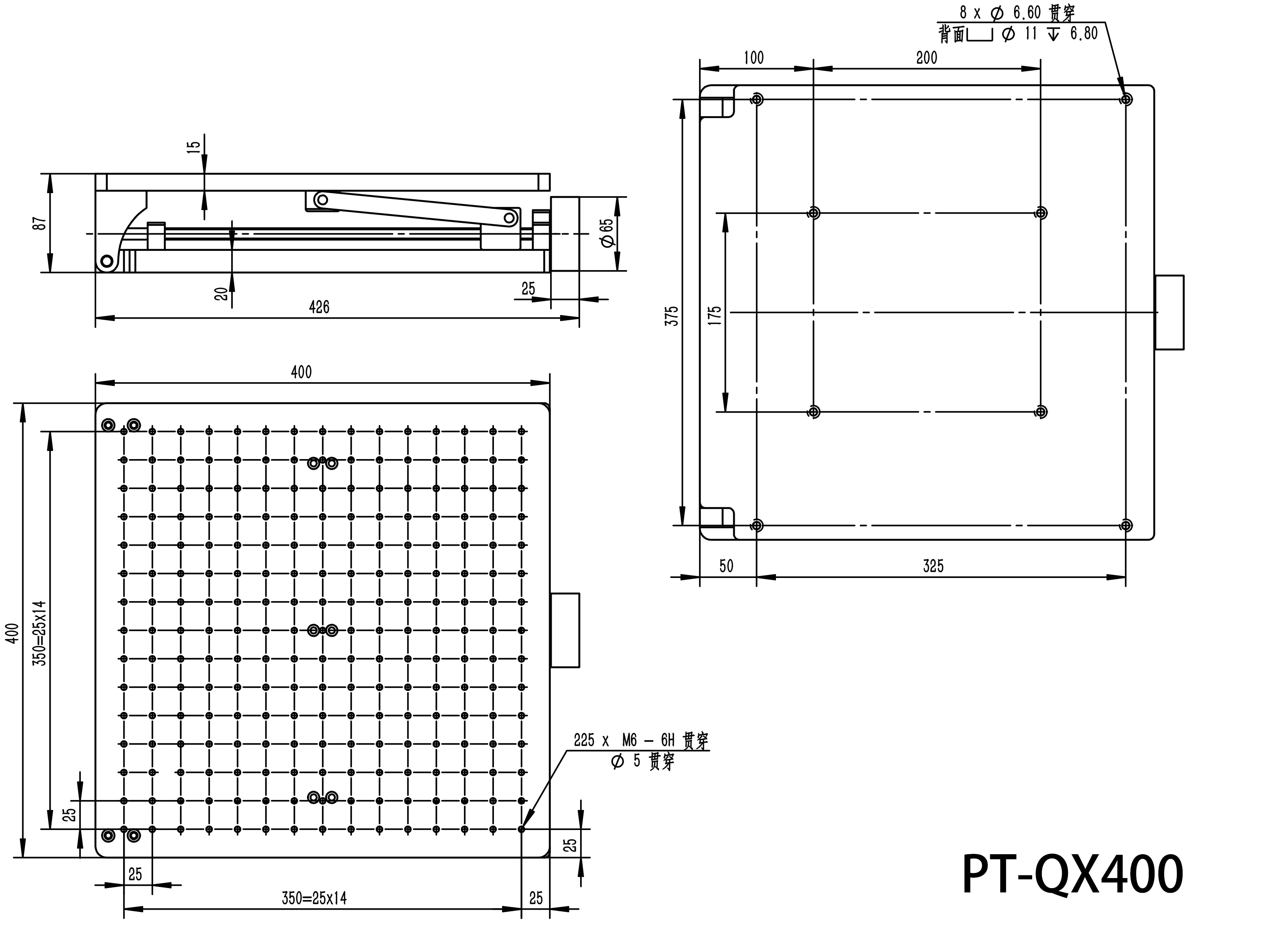 The punching base of manual tilt table angle adjustment platform tilt table bears 70kg of PT-QX400.