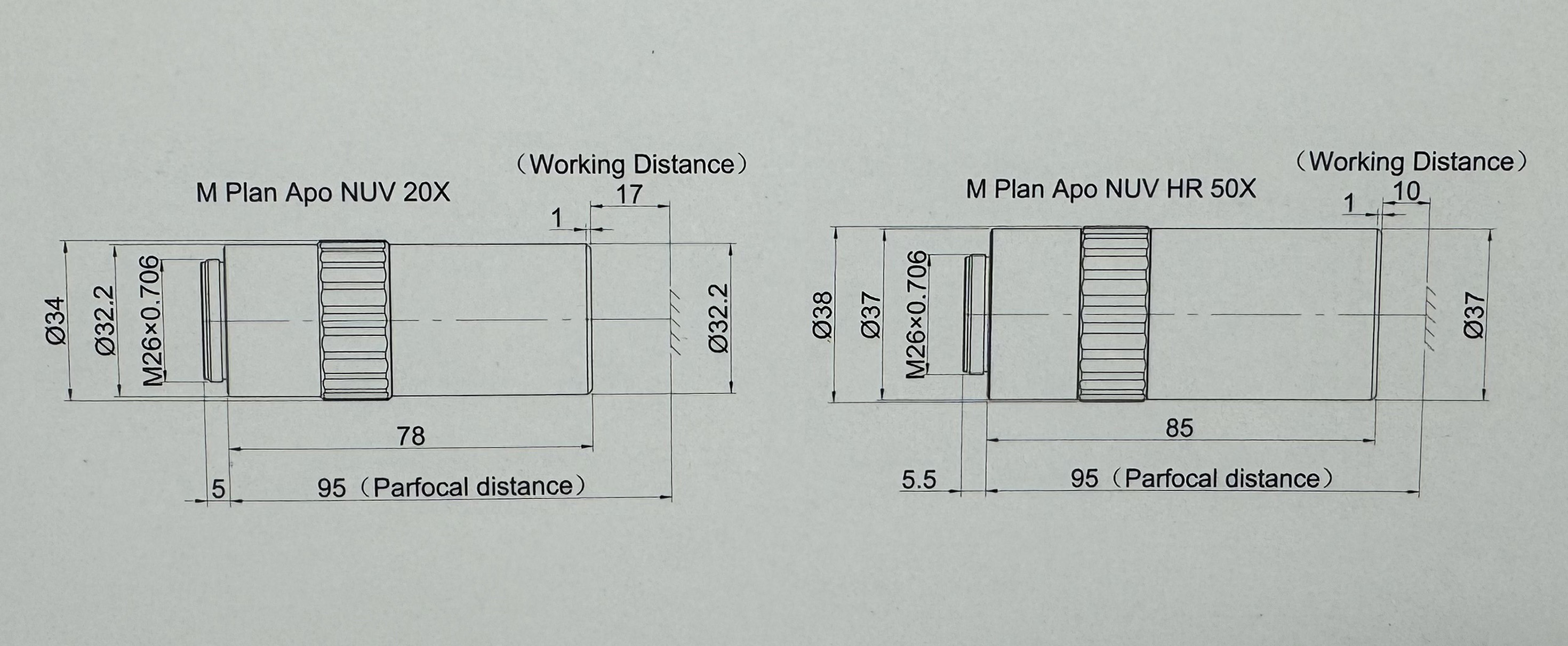 Near ultraviolet objective M Plan Apo NUV/M Plan Apo NUV HR