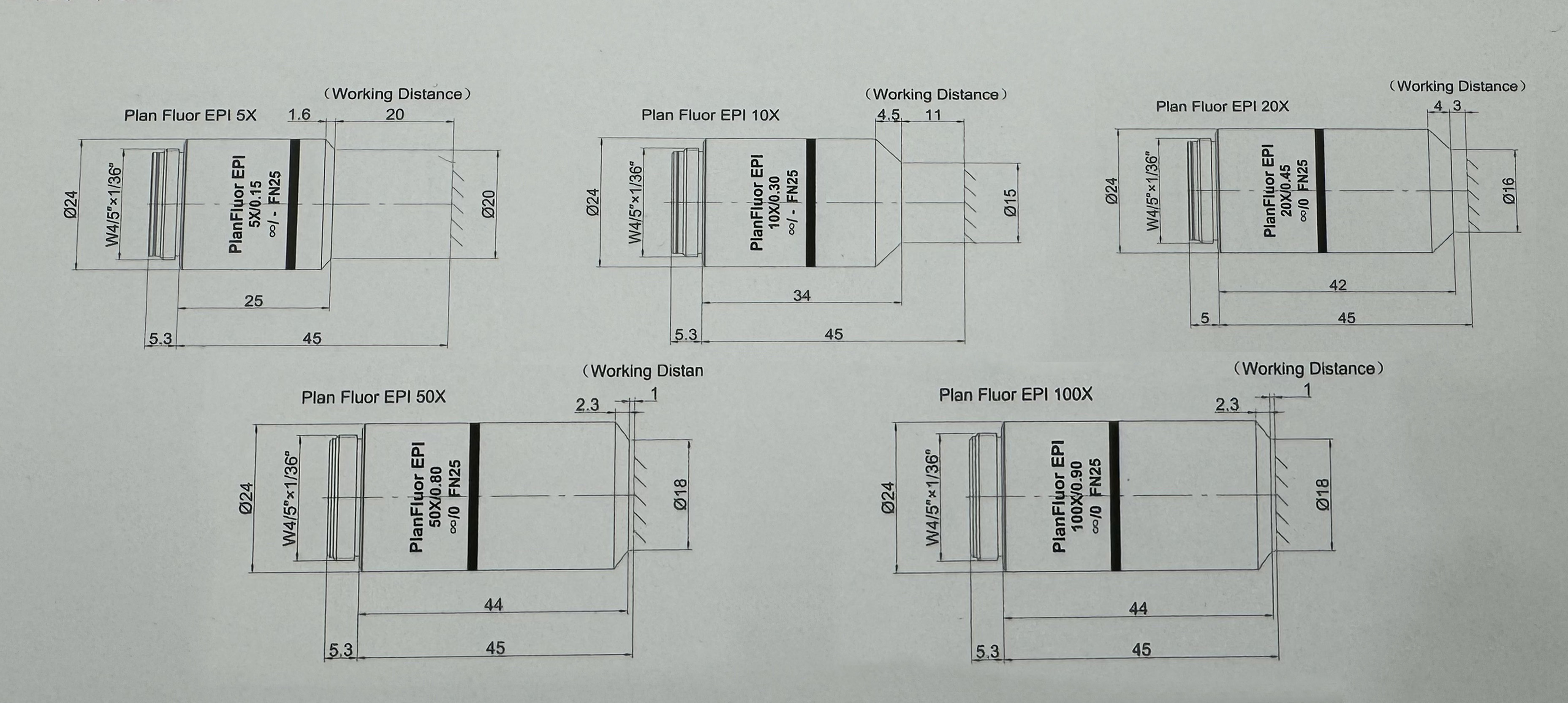 Clear field observation objective PLan Fluor EPI