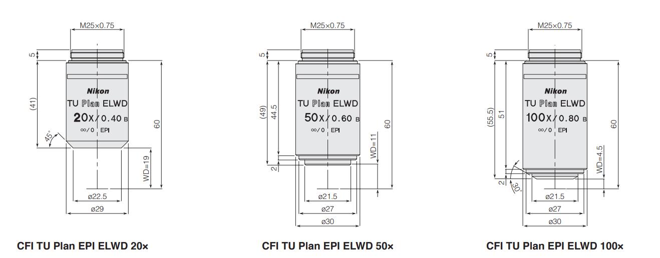 Nikon CFI TU PIan EPI ELWD Infinity correction objective Long working distance objective