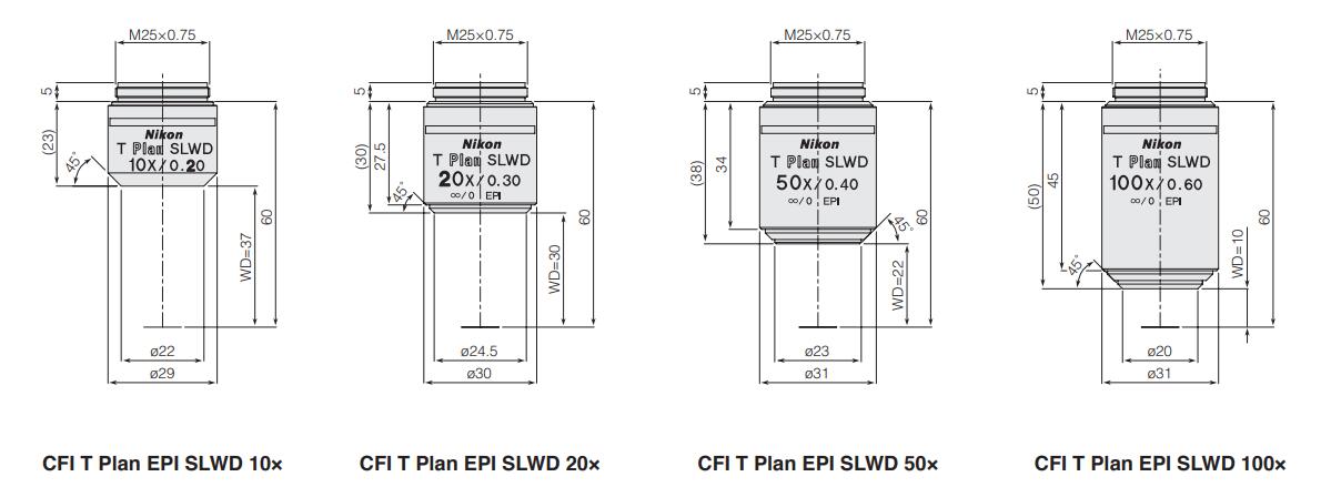 Nikon CFI T PIan EPI SLWD ultra long working distance objective for bright field of view use